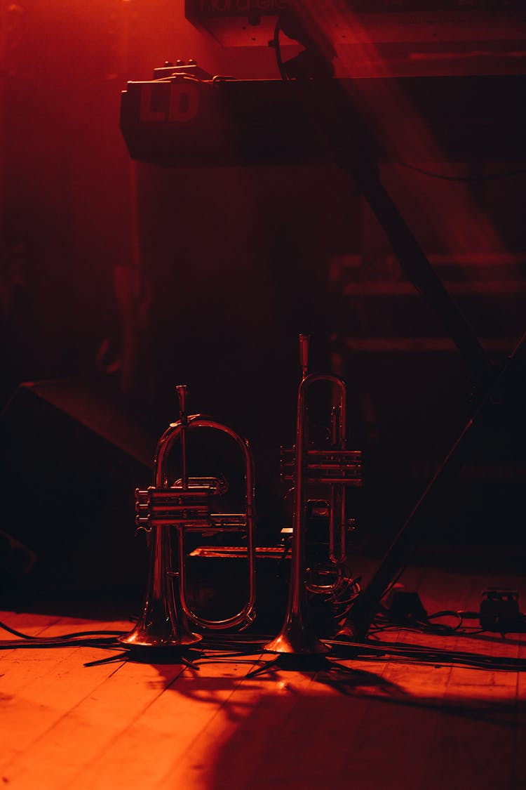 Trumpets On The Wooden Floor