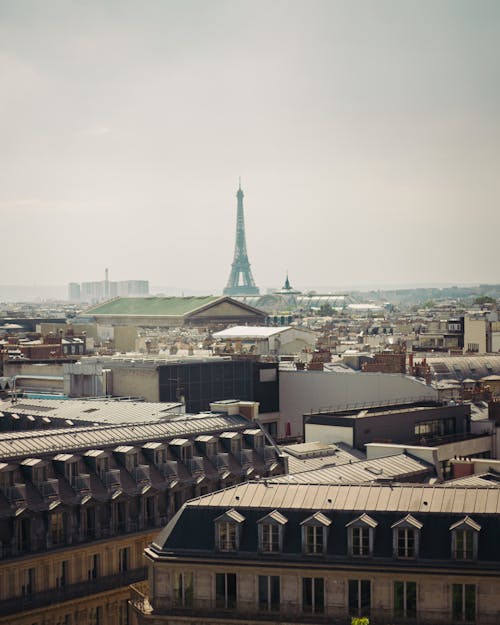 Ingyenes stockfotó drónfelvétel, Eiffel-torony, épületek témában