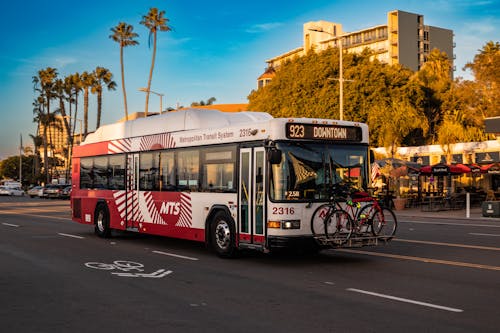 A Bus with Bikes on the Road