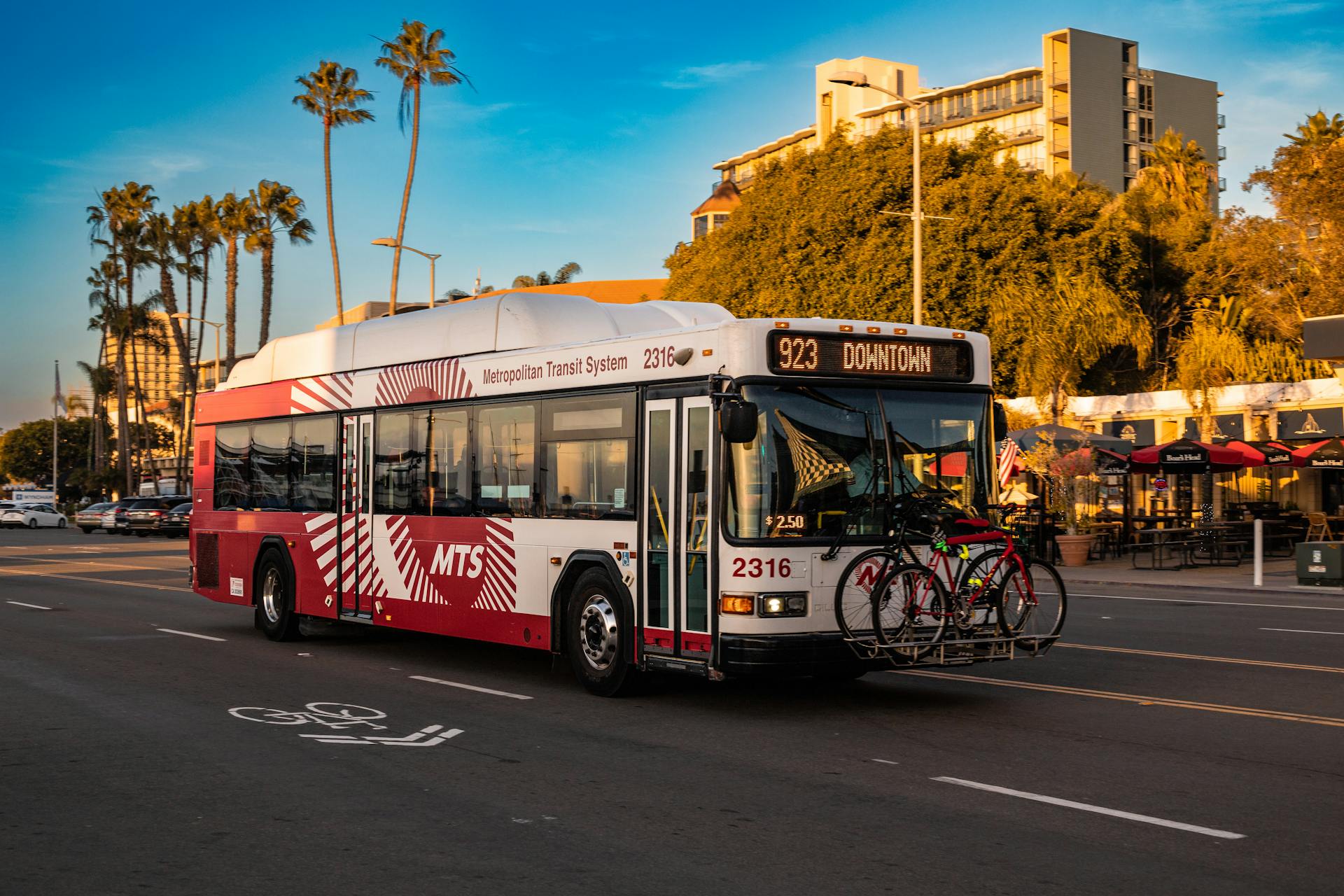 A Bus with Bikes on the Road