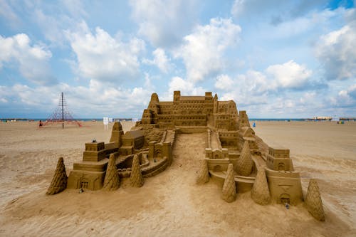 Fotobanka s bezplatnými fotkami na tému morský breh, pieskový hrad, piesok