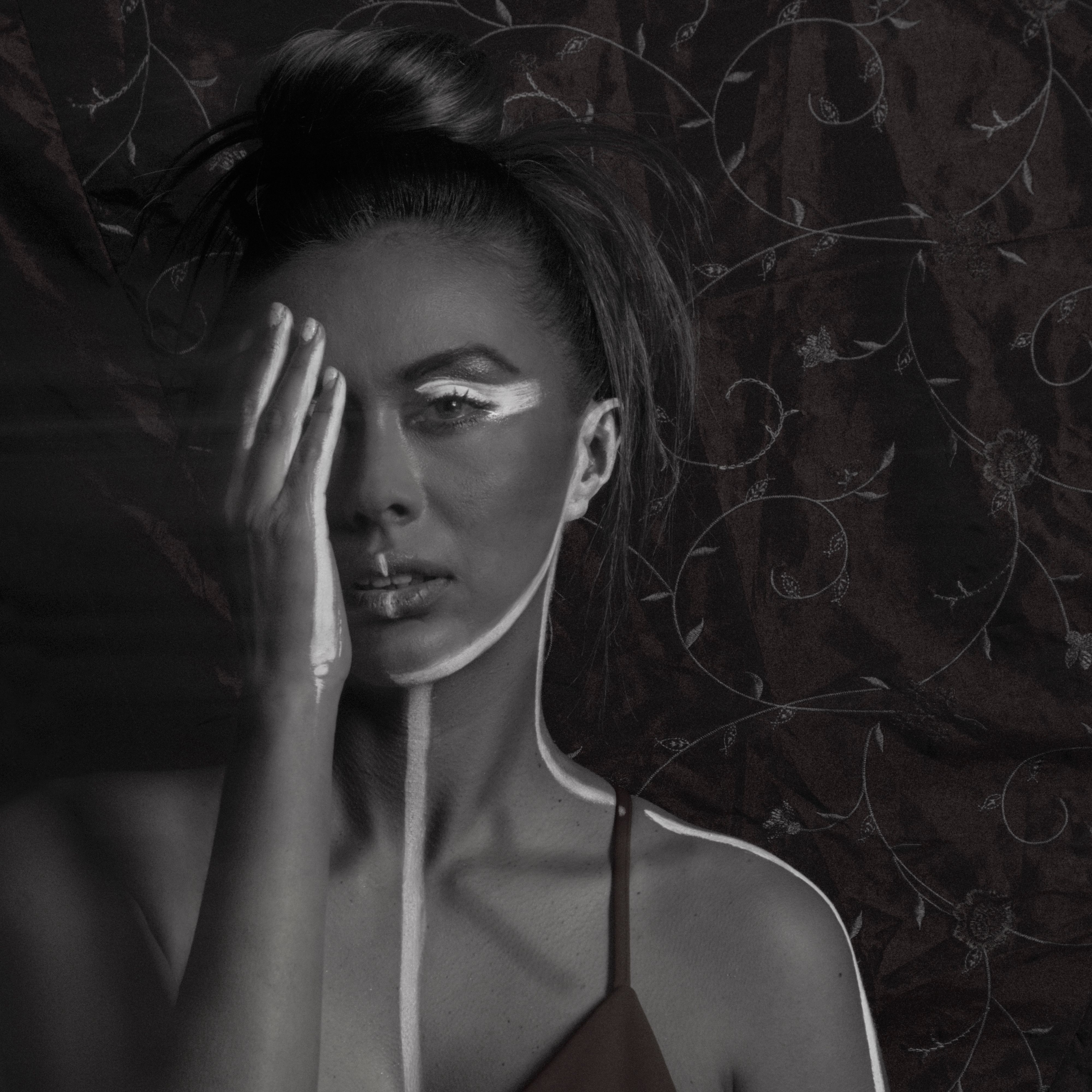 Black and White Portrait of a Woman with Hand on her Face · Free Stock ...