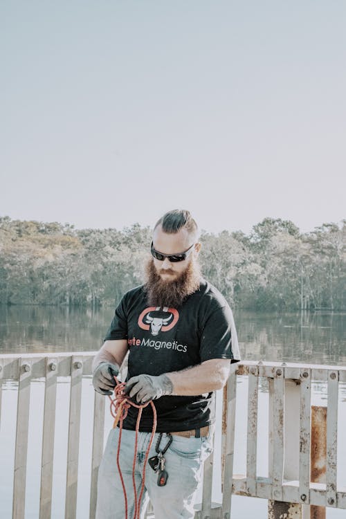 Clear Sky over Man Standing near Water