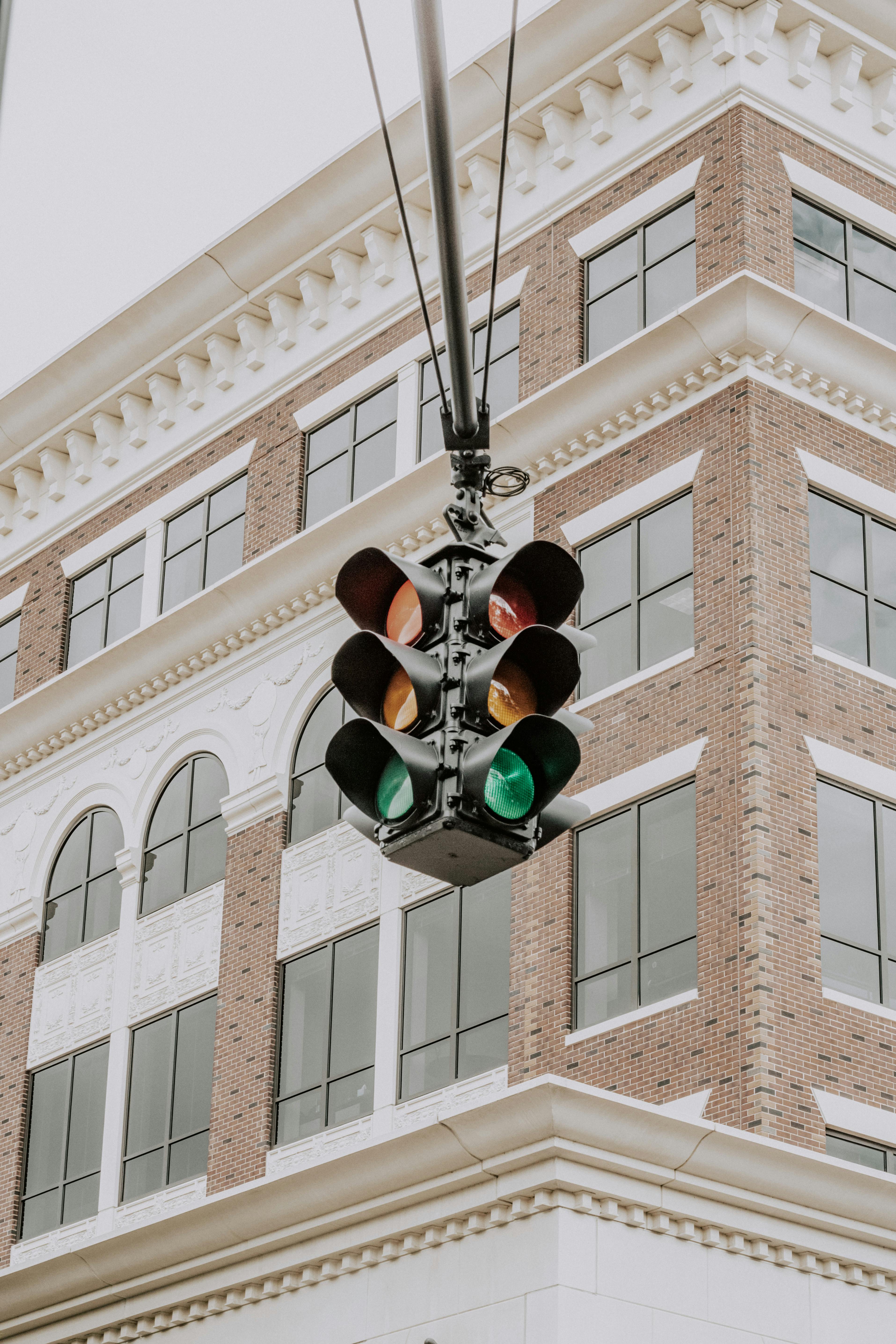 low angle photography of traffic light