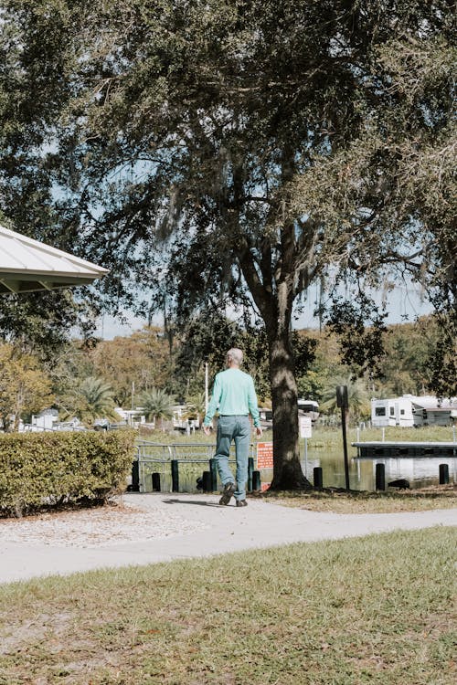 Man Walking near Tree