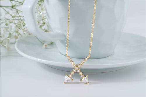 Free Gold Necklace with Diamonds Stock Photo