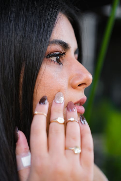 A Portrait of a Woman with Manicured Nails