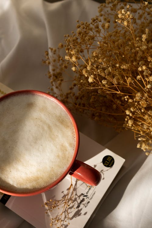 Imagine de stoc gratuită din cafea cu lapte, ceașcă de cafea, flori