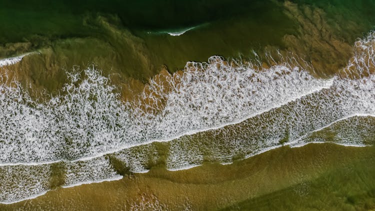 Drone Shot Of Sea Waves