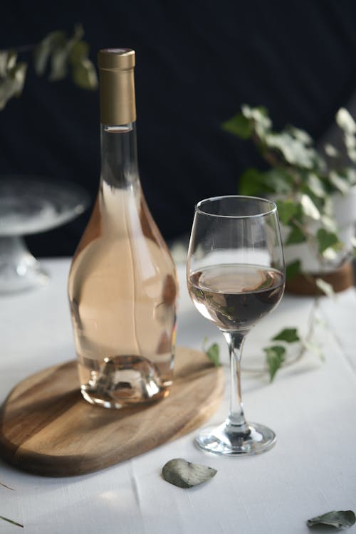 Free Glass and Bottle of Wine Stock Photo