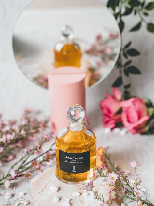 Close up of a Perfume in a Bottle