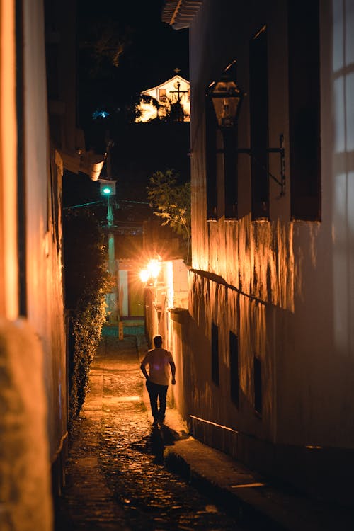 Foto profissional grátis de à noite, alameda, andando