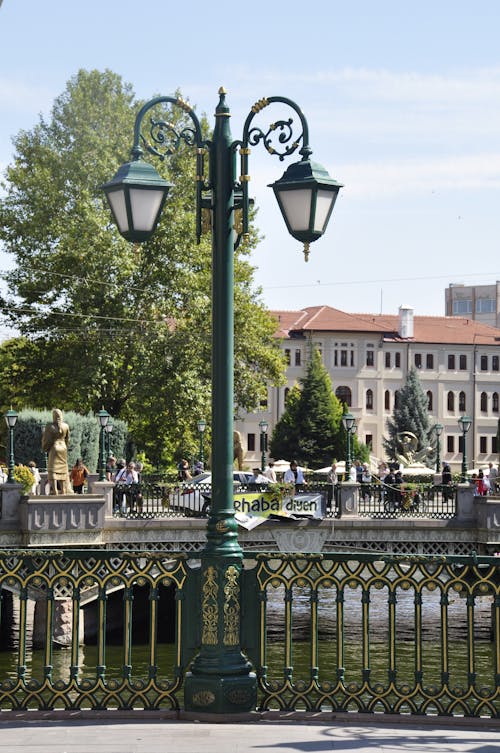 An Old Lantern by the River in City 