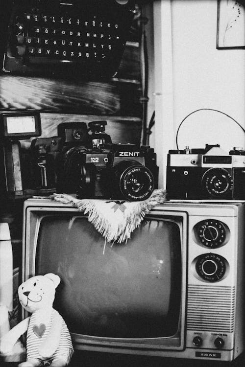 Darmowe zdjęcie z galerii z czarno-biały, fotografia, kamery