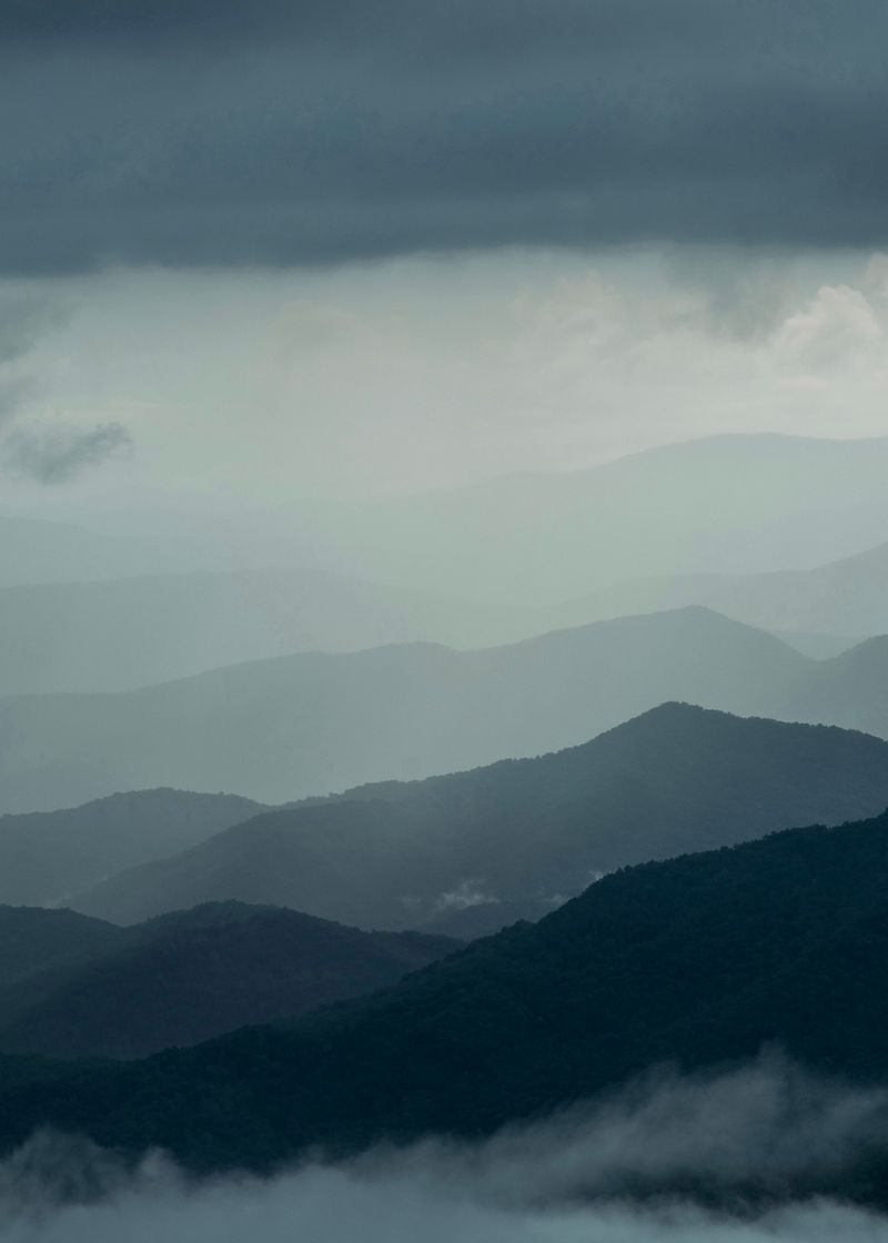 Morning mist over the Blue Ridge mountains