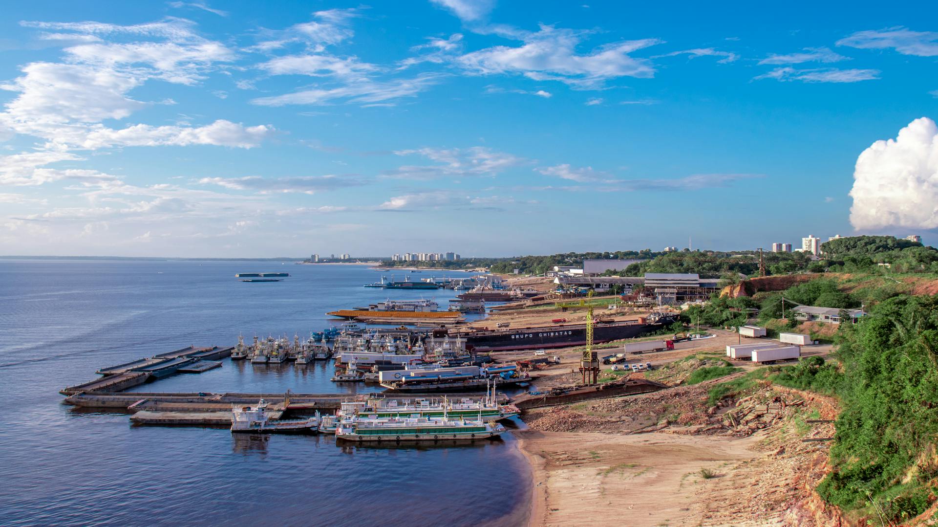 Port on Bank of Rio Negro River in Brazil