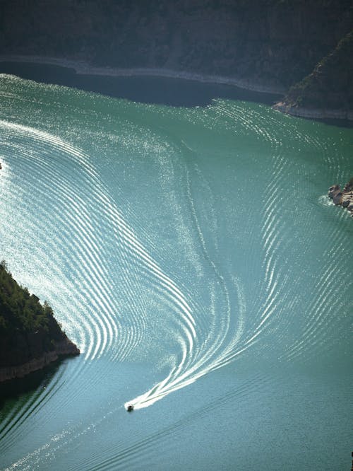 Foto profissional grátis de aerofotografia, água azul-turquesa, baía