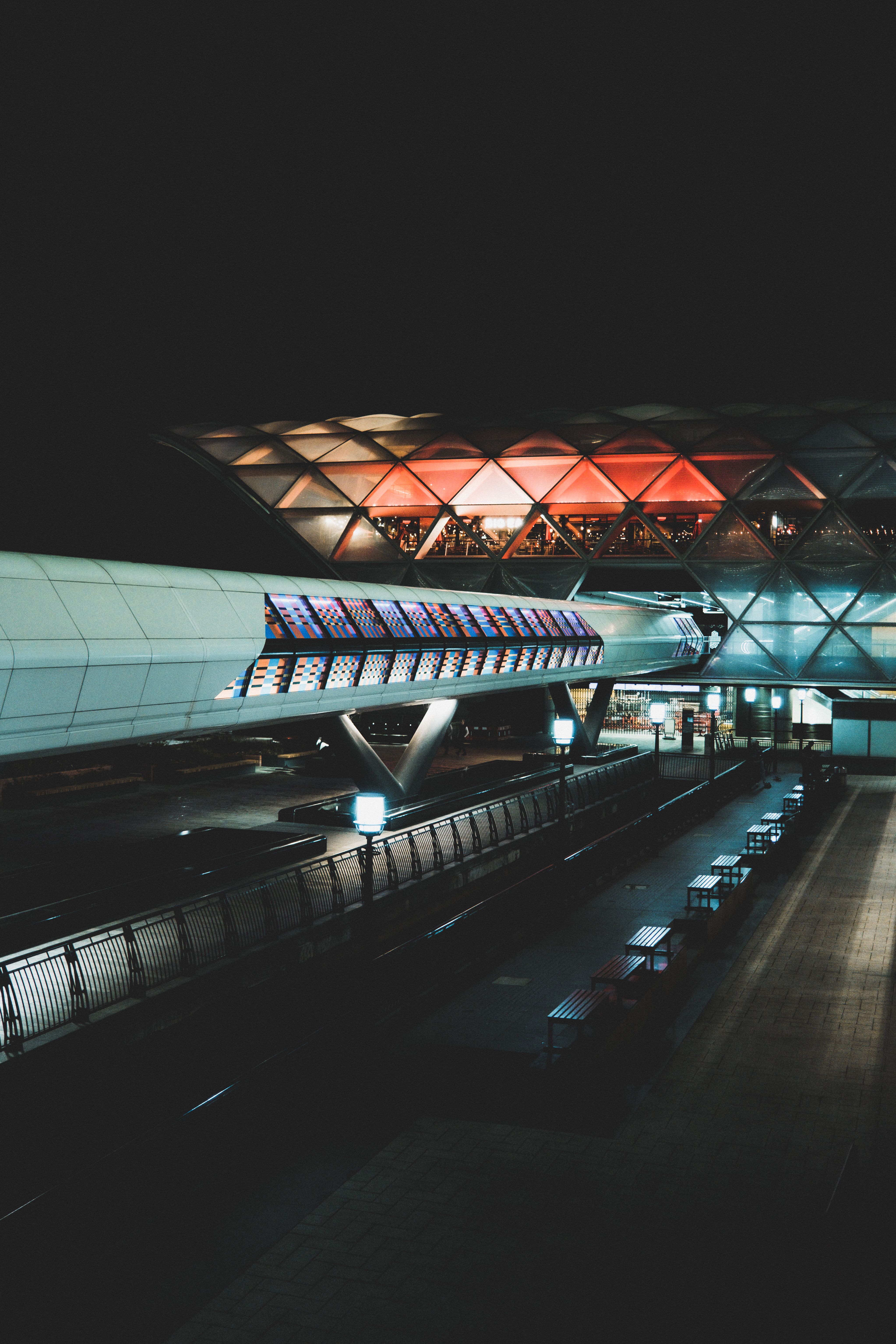 Airport terminal at night