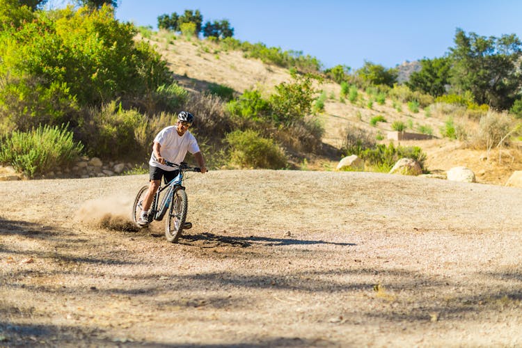 A Man Riding His Electric Bike