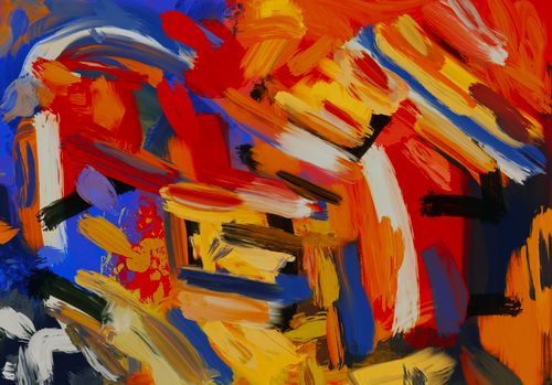 Free Dynamic abstract artwork featuring bold, colorful brushstrokes on a vibrant canvas. Stock Photo