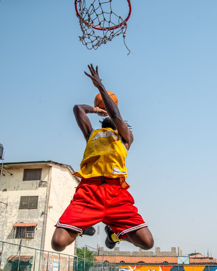 Basketballer Dunking On A Midair 