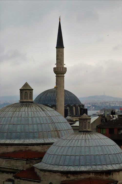 Domes and Minaret of Mosque in Istanbul