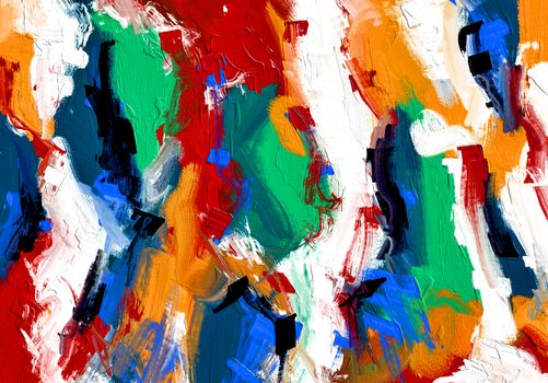 Colorful abstract acrylic painting showcasing dynamic brushstrokes and texture.