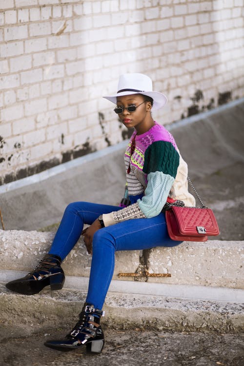 Free Person Wearing Blue Denim Skinny Pants Stock Photo