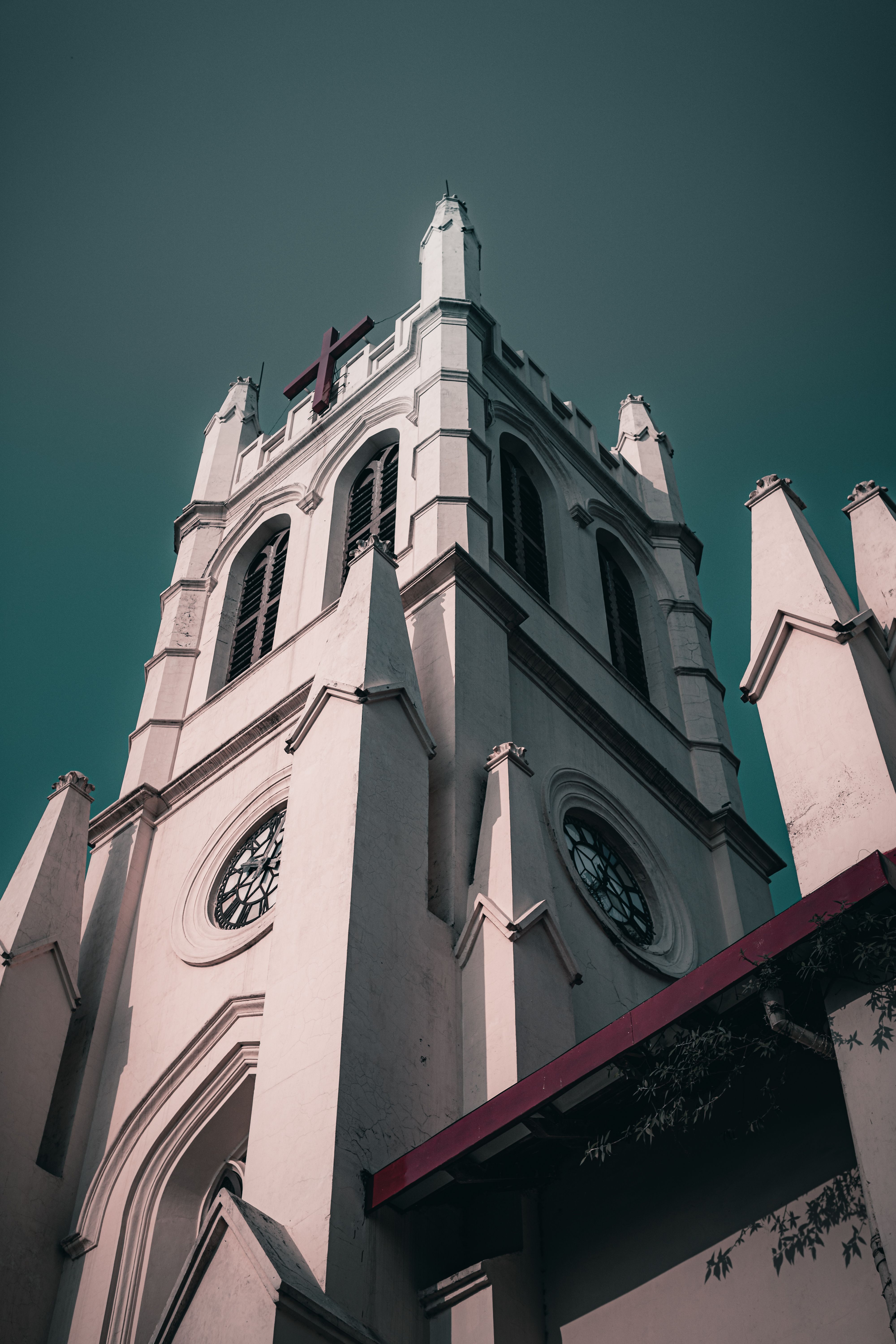 Low Angle Shot of a White Clock Tower · Free Stock Photo