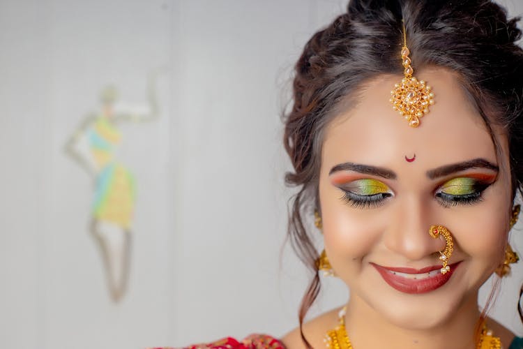 Woman With Gold Nose Ring Smiling