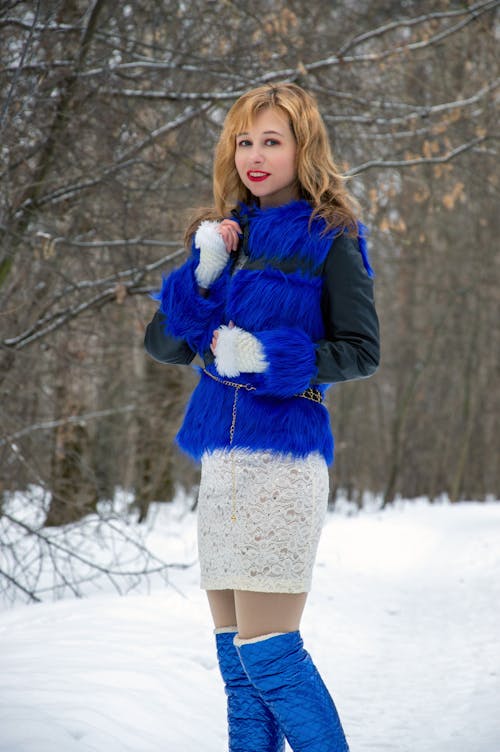Standing Woman in Blue Fur