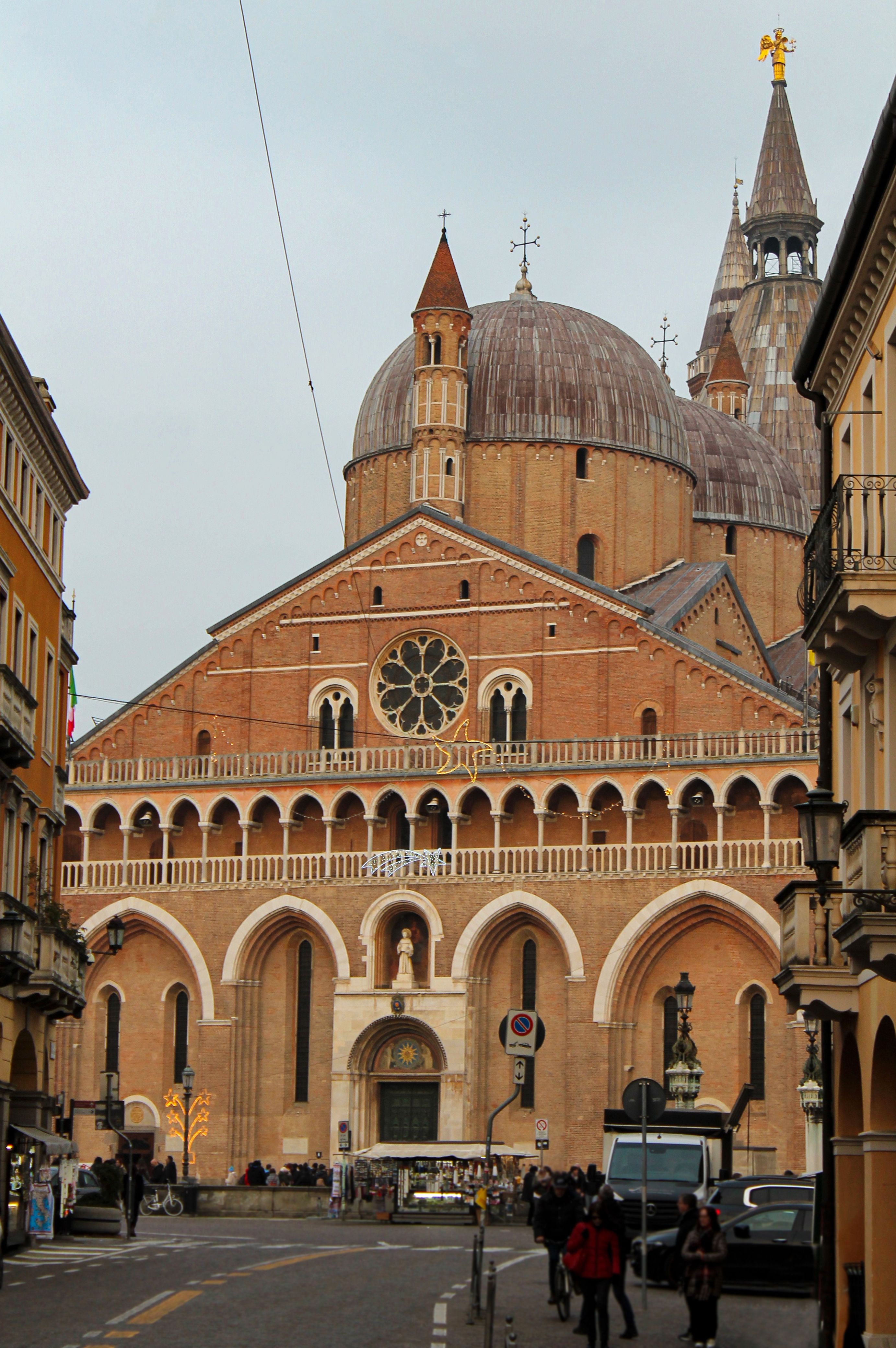 Street view of the historic Basilica of Saint Anthony in Padova, Veneto, Italy.