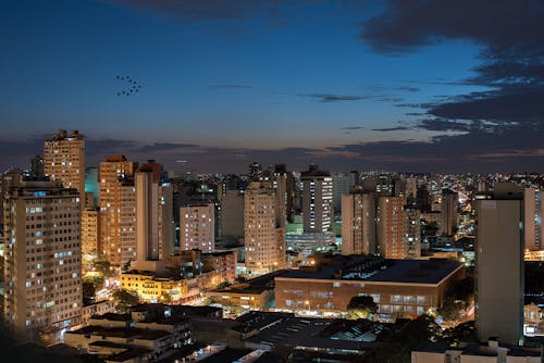 Illuminated Residential Buildings in Night City