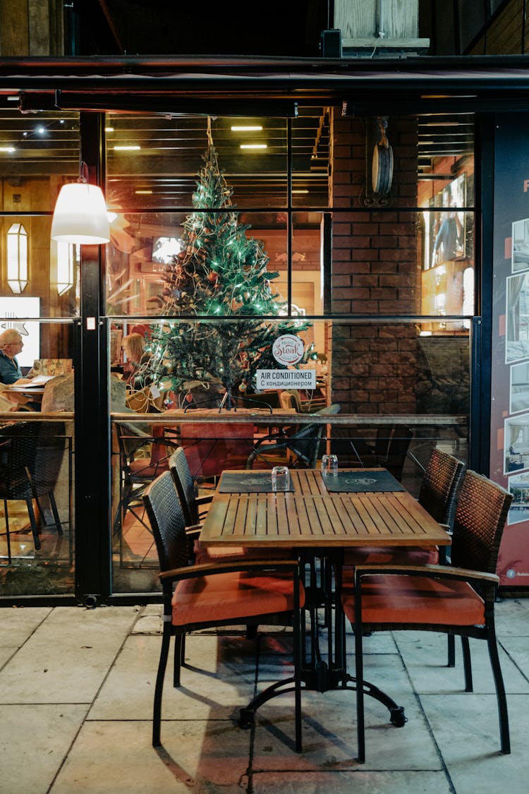 Table And Chairs On Outdoor Restaurant Terrace