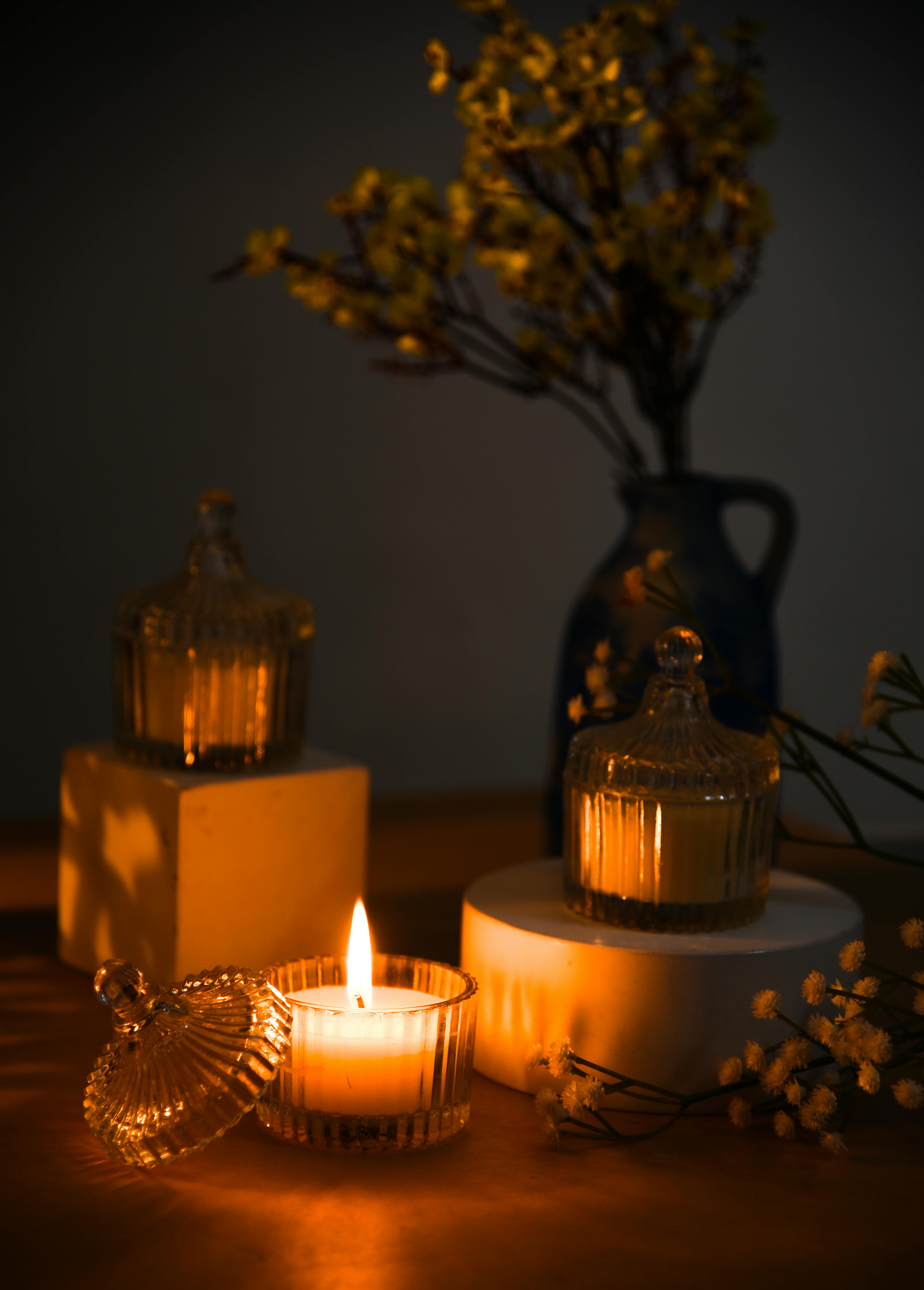 Candles in Glass Container · Free Stock Photo