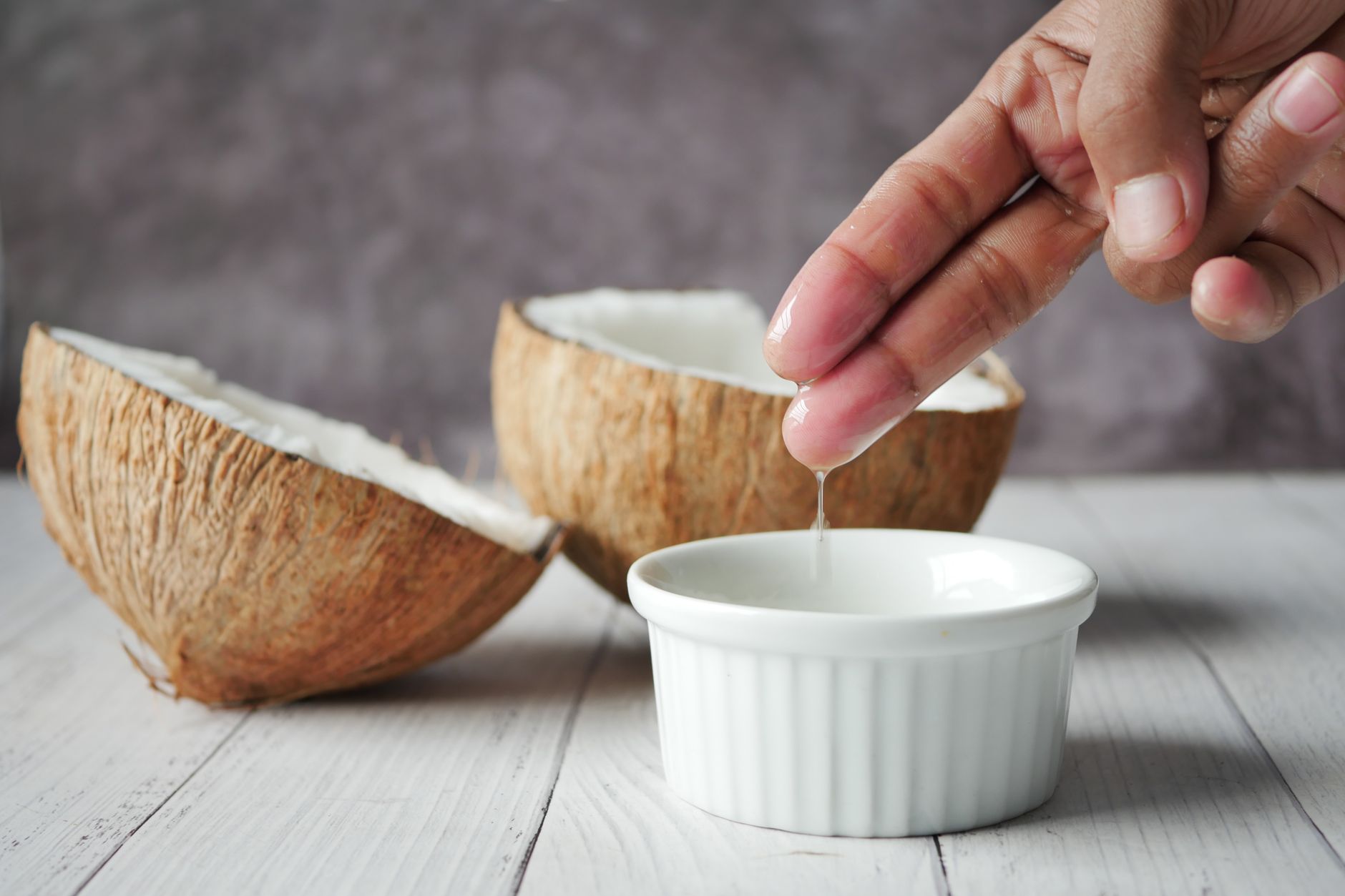 Fresh grated coconut in a bowl