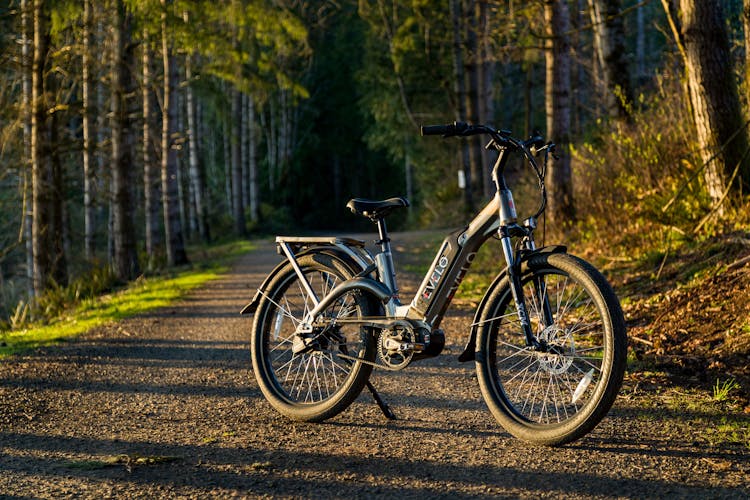 Electric Bike Parked On Gravel Road