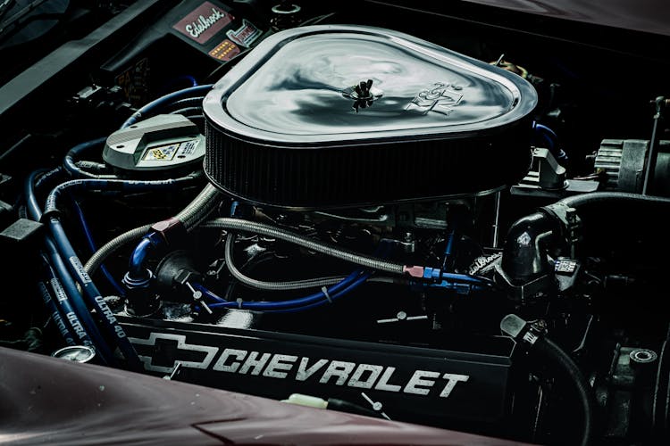 Close-up Of Car Engine Under Hood