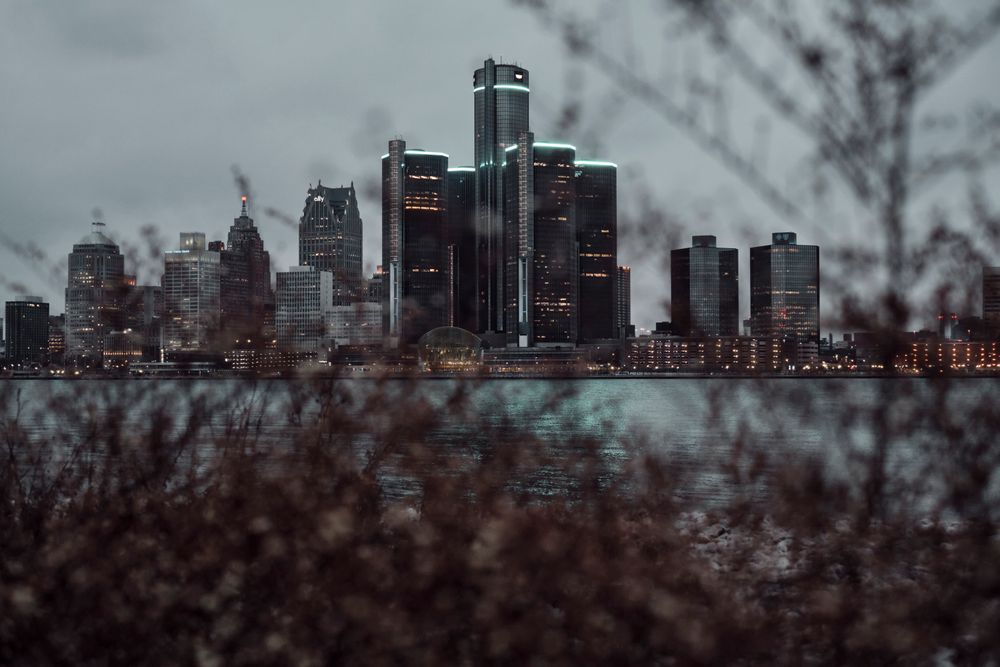 Corktown street and buildings in Detroit