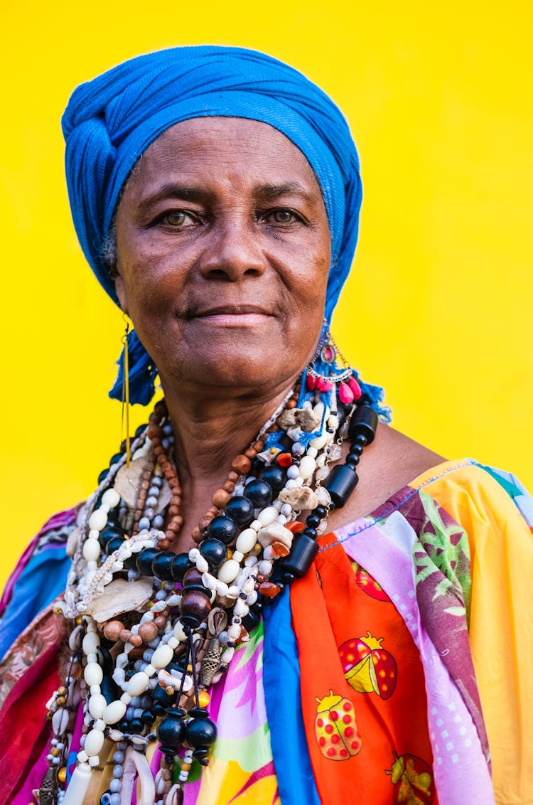 Woman Wearing Headscarf And Necklaces