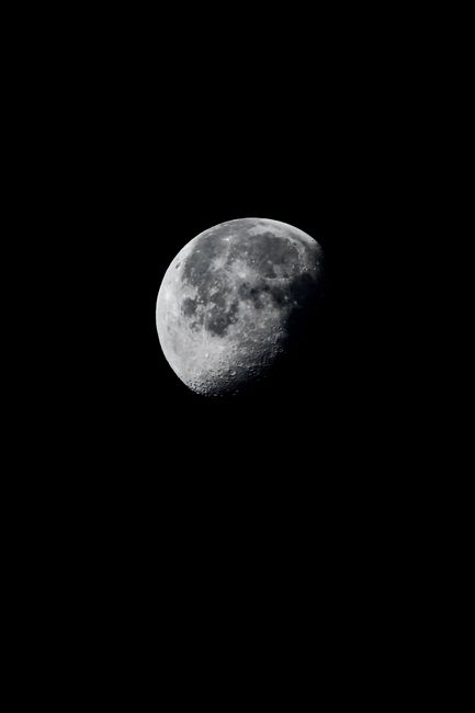 Fotomural Imagen de alta resolución que muestra la luna gibosa creciente contra un cielo negro.