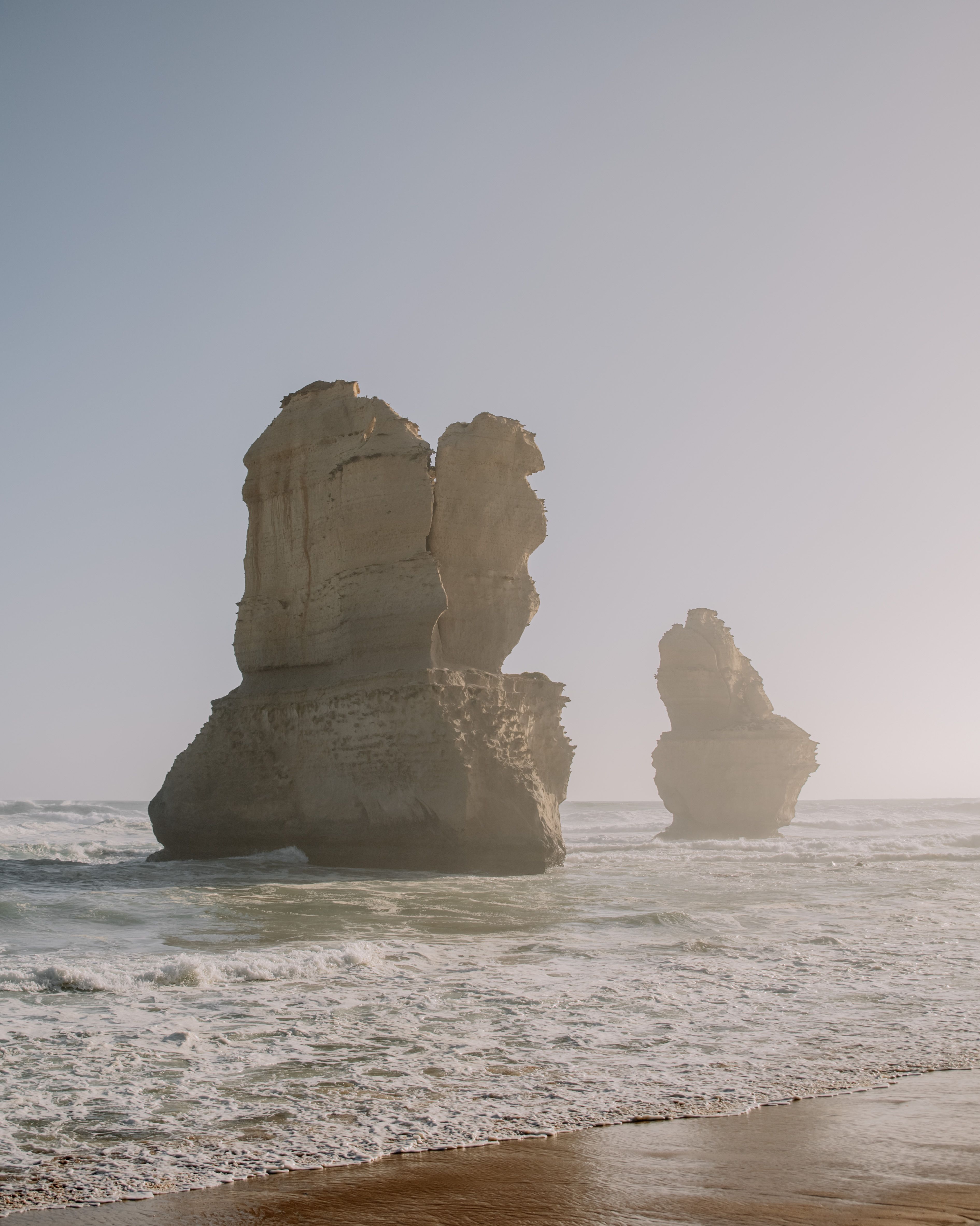 Breathtaking rock formations at sunset along Anglesea coast, VIC, Australia.