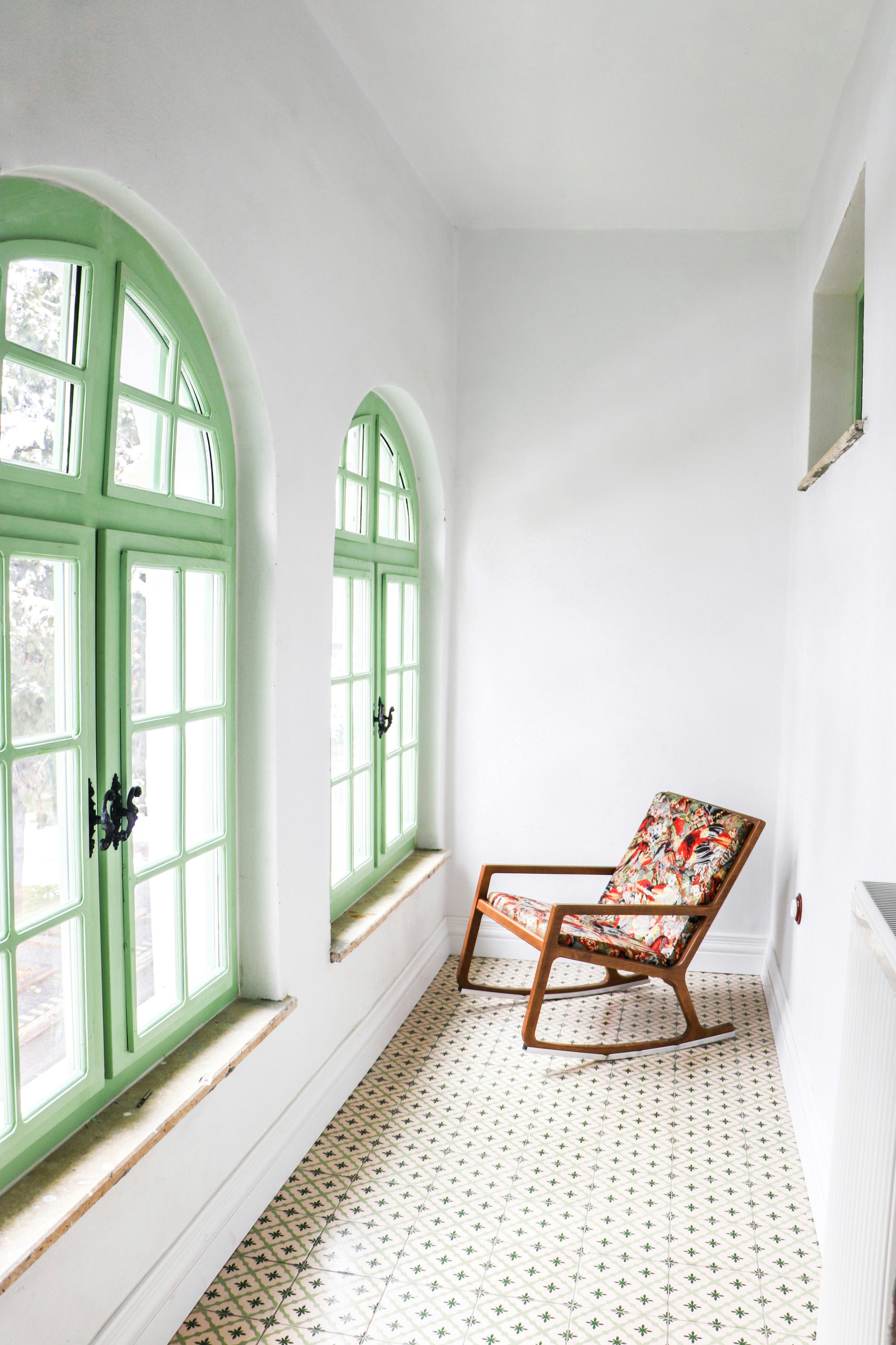 retro chair on rustic house terrace