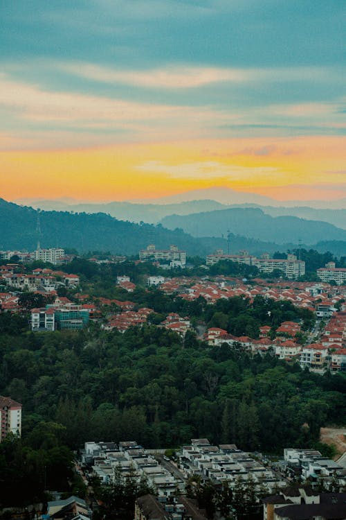 Imagine de stoc gratuită din apus, arbori, clădiri