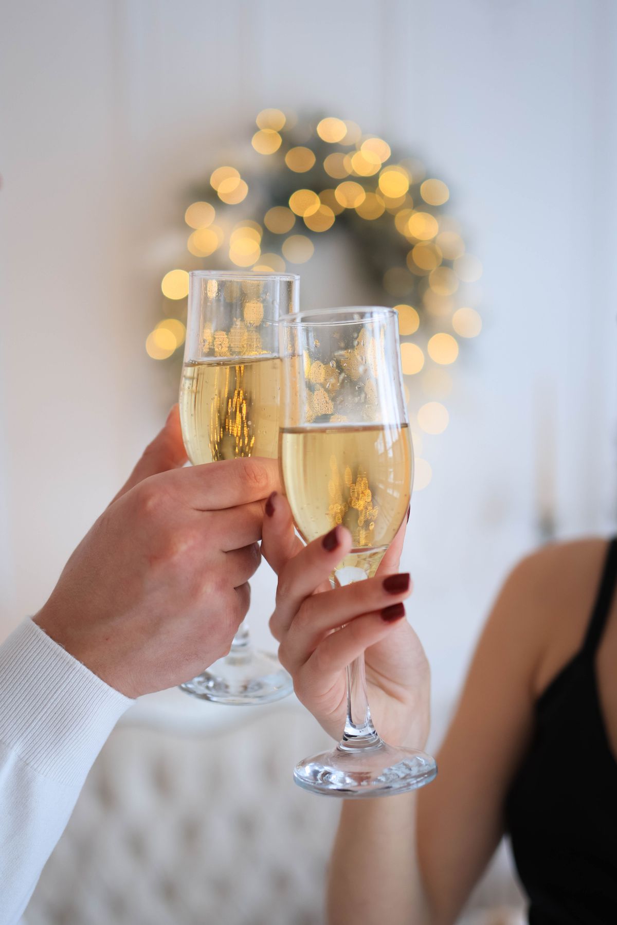 Sparkling drinks raised for a New Year's Eve toast