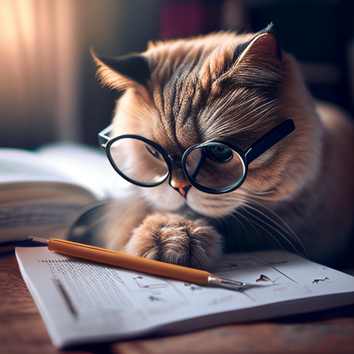 Free Smart Cat Studying Stock Photo