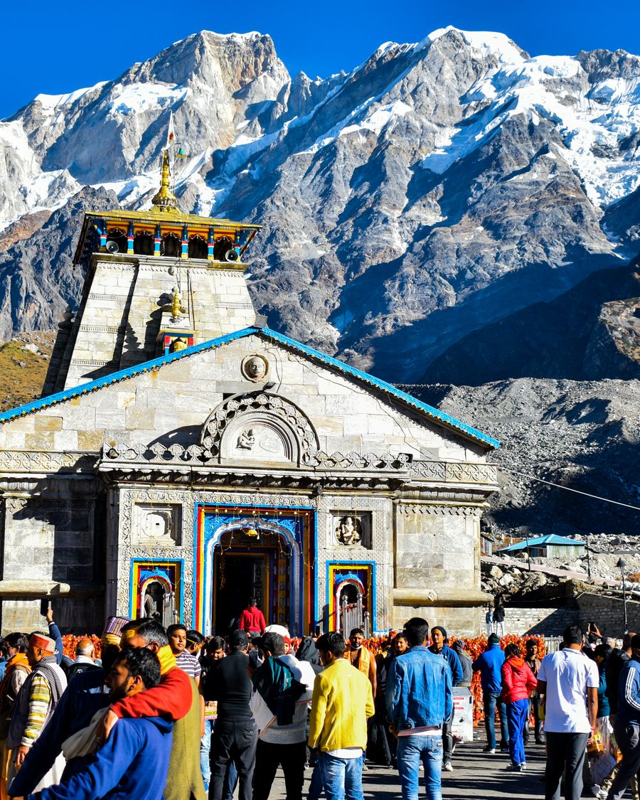 Kedarnath at 3,583 m — the final darshan of the circuit