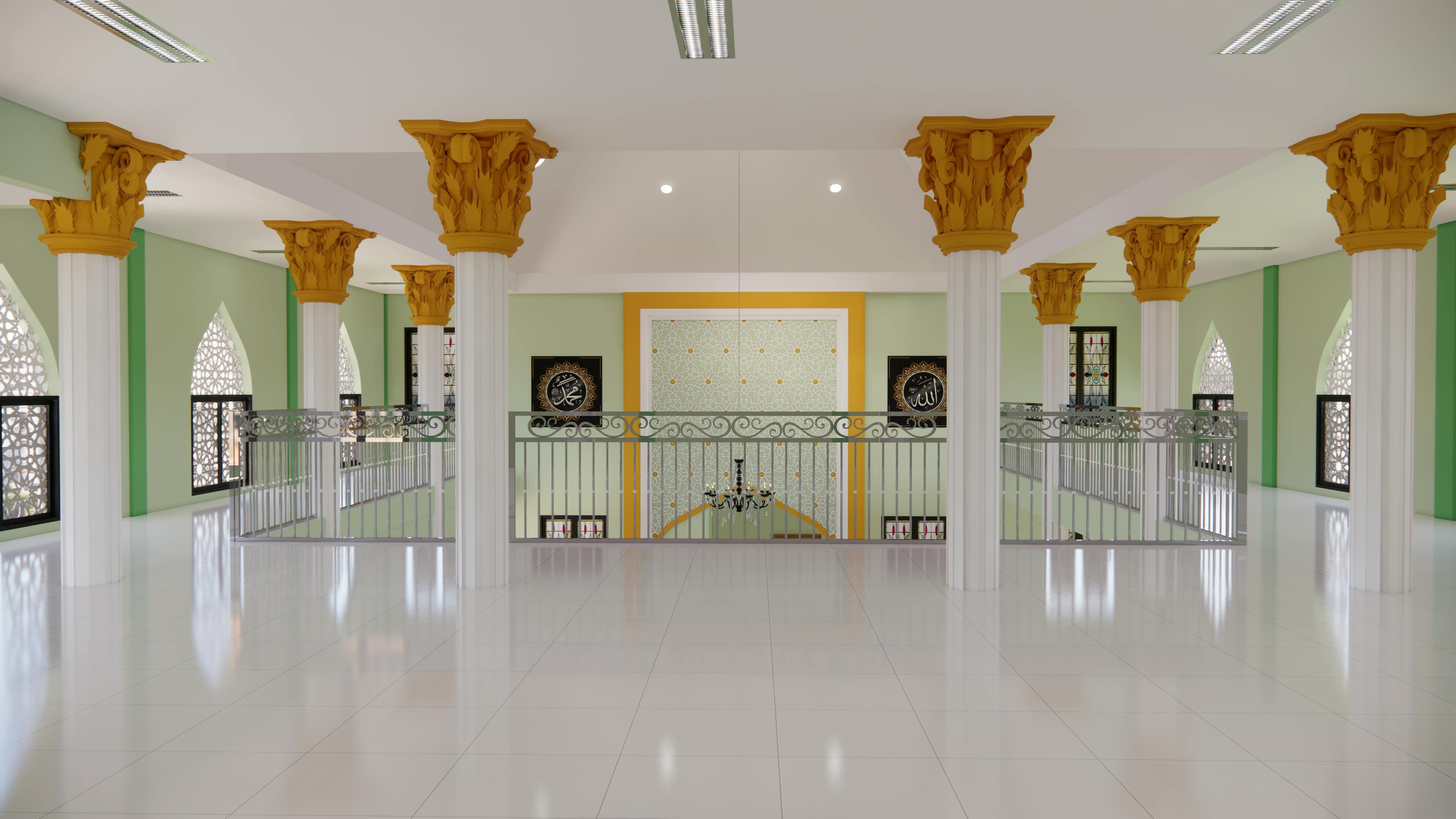 Wide Angle Shot of a Mosque Corridor · Free Stock Photo