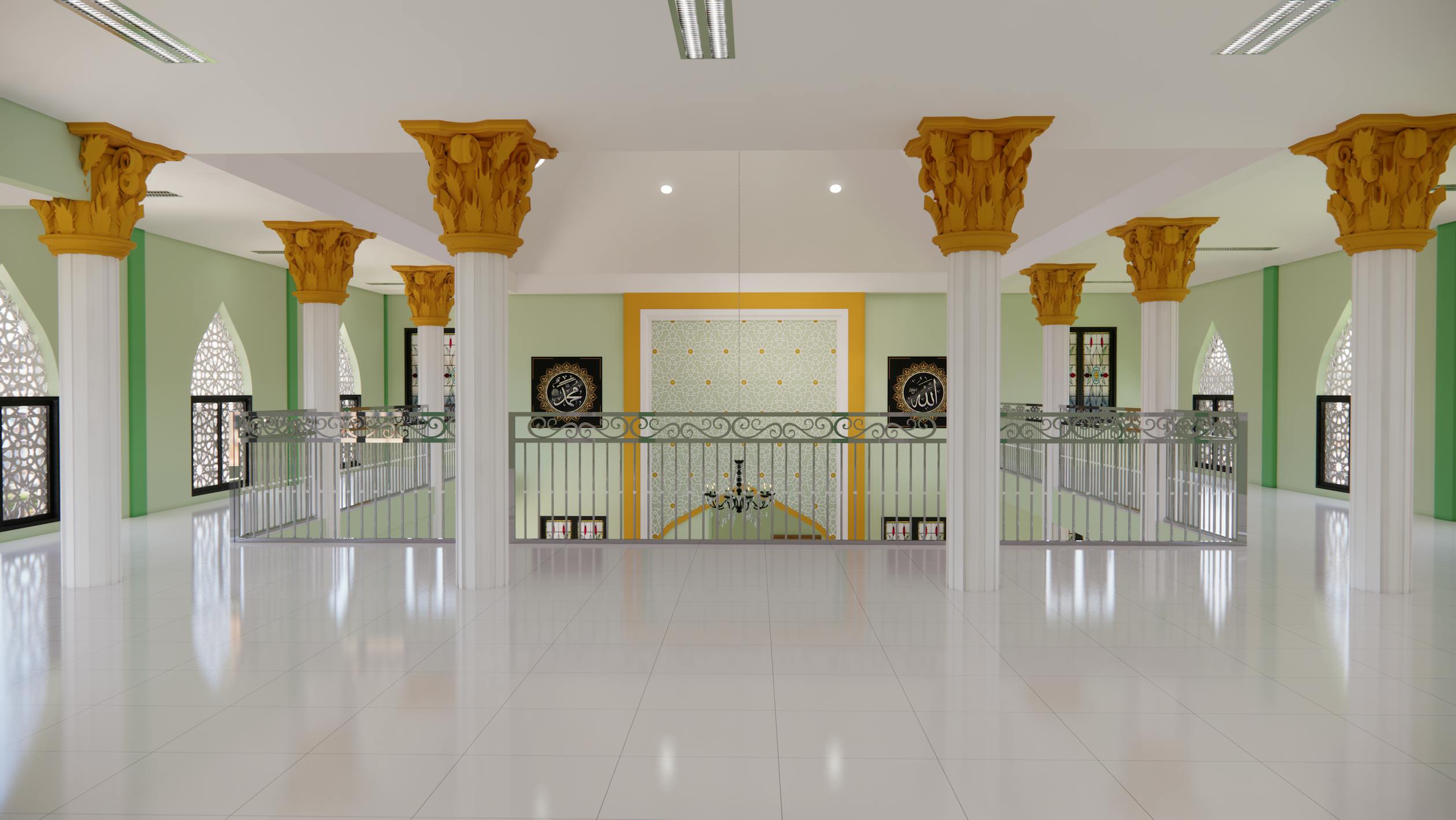 Wide Angle Shot of a Mosque Corridor · Free Stock Photo