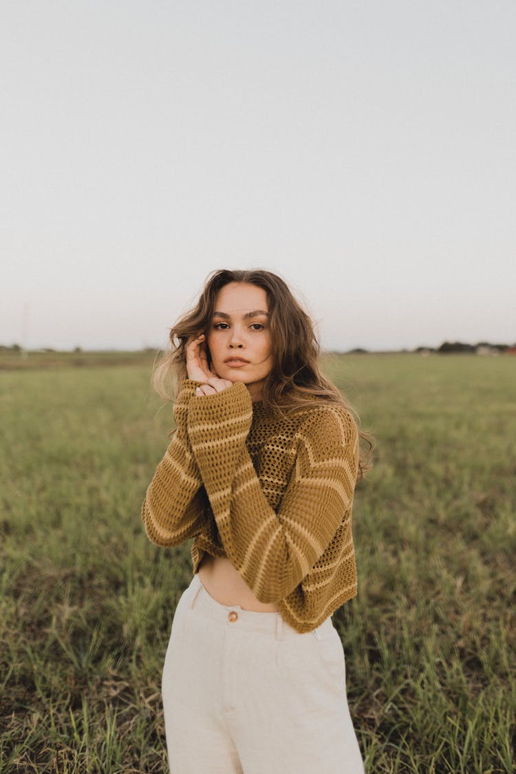 Woman In Knitted Sweater